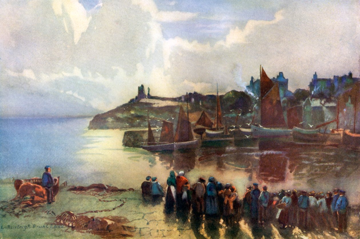 Tenby kastély és kikötő, Pembrokeshire, Wales, 1924-1926 alkotó: Louis Burleigh Bruhl