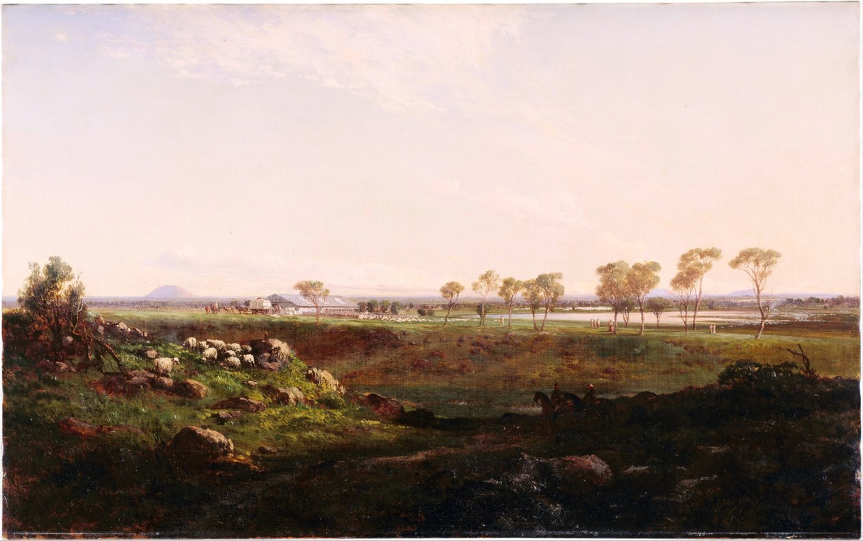 Mount Fyans gyapjaspajta Camperdown közelében, 1869 alkotó: Louis Buvelot