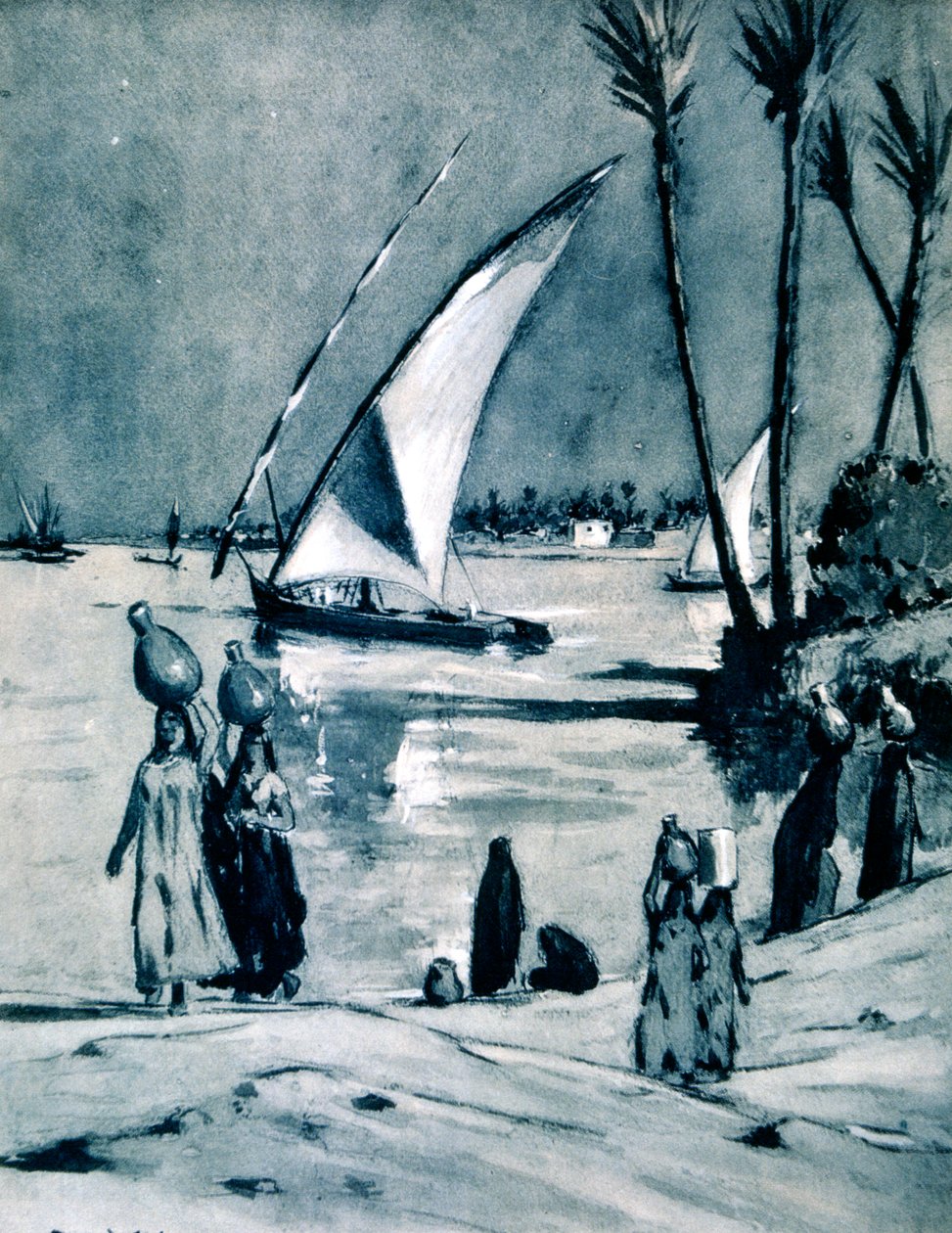 Vízhordás a Nílusból, Kairó, Egyiptom, 1928 alkotó: Louis Cabanes