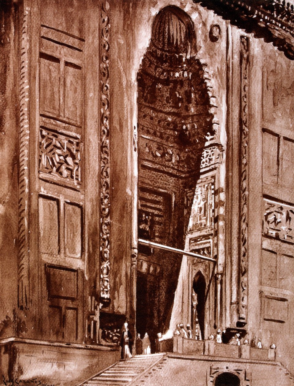 Hasszán szultán mecsetjének bejárata, 1928 alkotó: Louis Cabanes