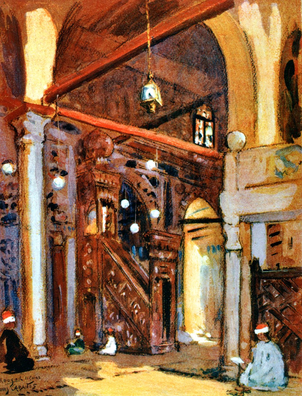 Az al-Muayyad mecset belseje, Kairó, Egyiptom, 1928 alkotó: Louis Cabanes