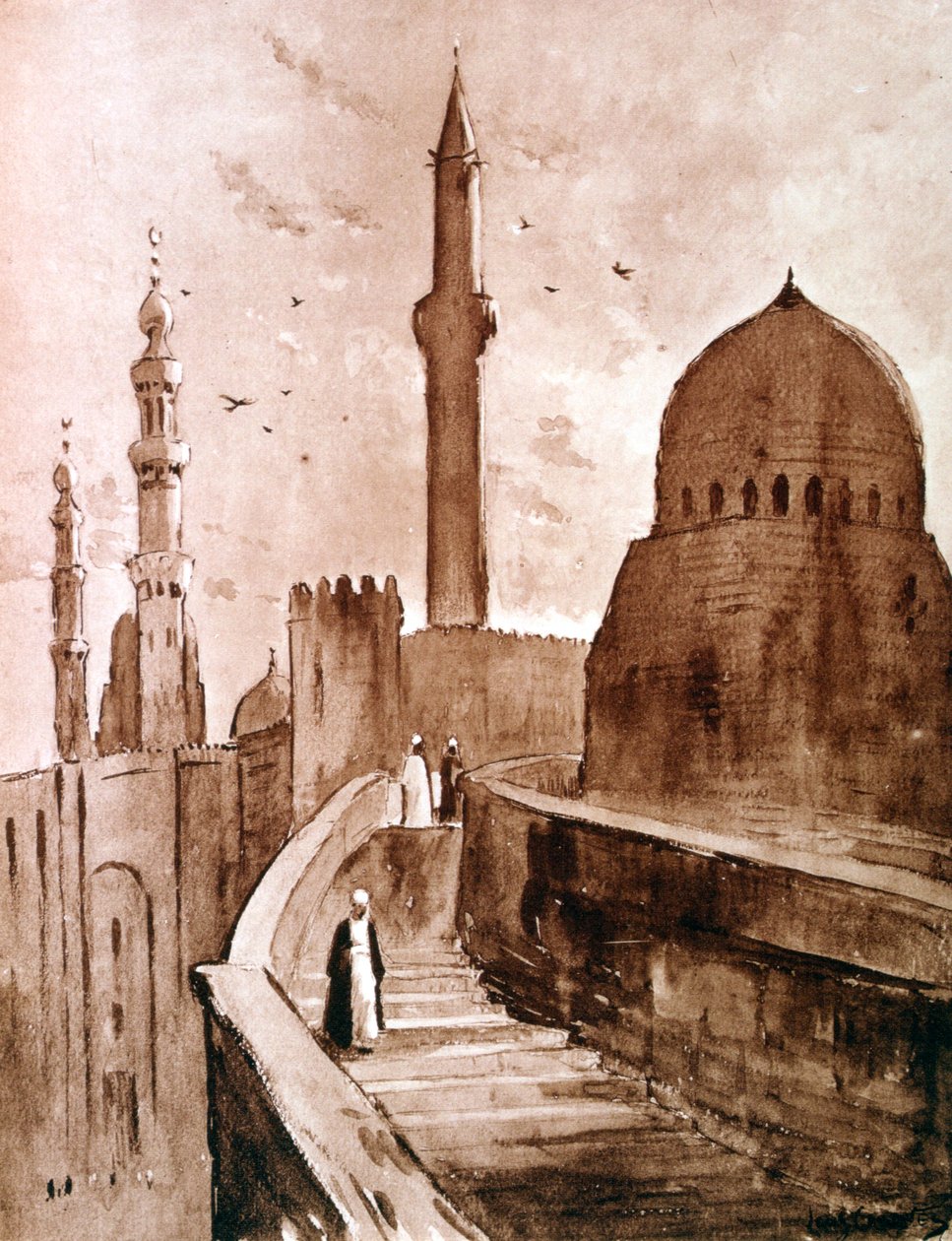 A Citadella napkeltekor, Kairó, Egyiptom, 1928 alkotó: Louis Cabanes