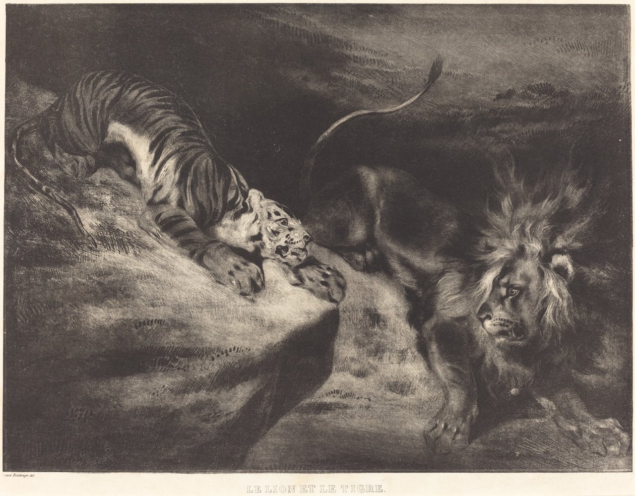 Az oroszlán és a tigris alkotó: Louis Candide Boulanger after Eugène Delacroix