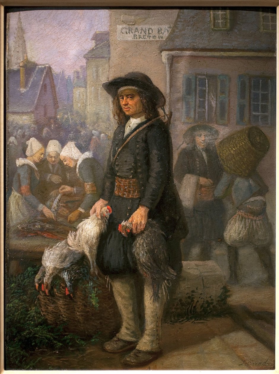 Séta jelenet Bretagne-ban. Louis Caradec (1802-1888) festménye. Olaj, vászon, 1850 körül. Breton Múzeum Quimperben. alkotó: Louis Caradec