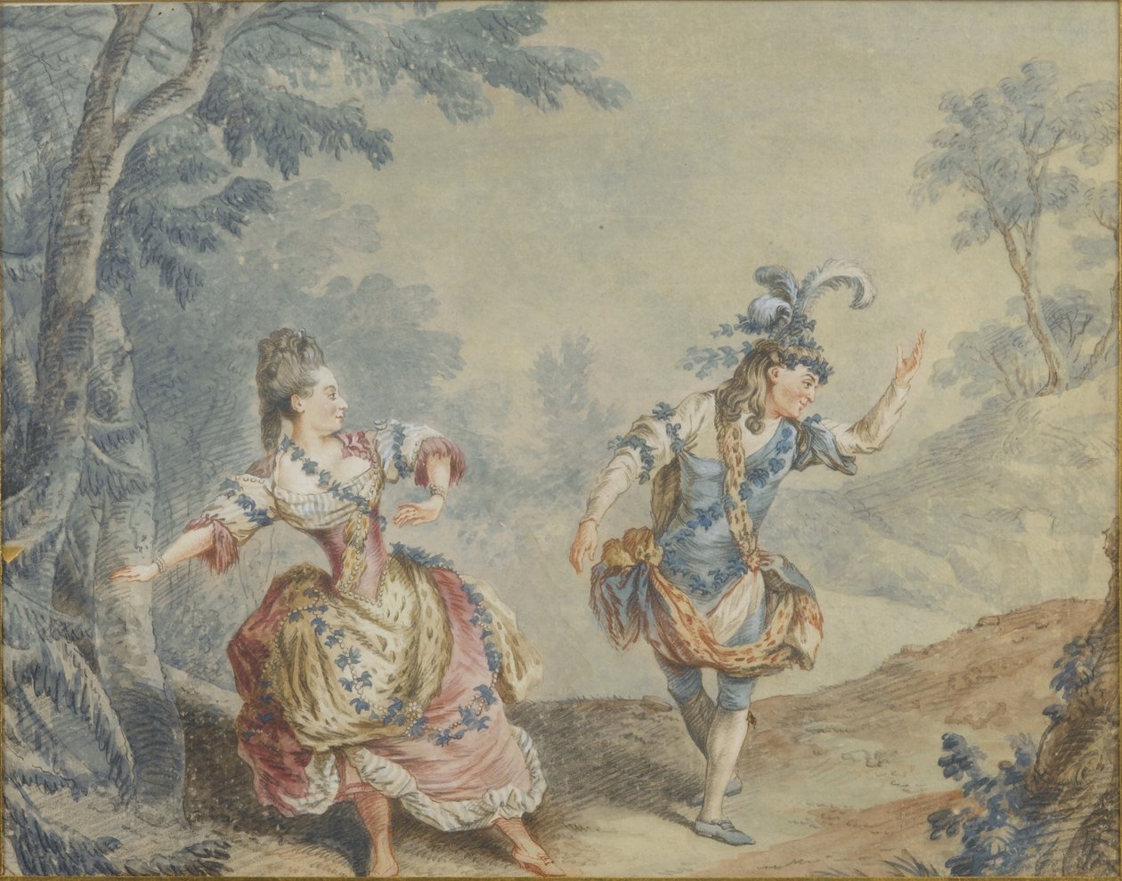 Marie Allard és Jean Dauberval a Silvie című opera-balettben alkotó: Louis Carrogis dit Carmontelle