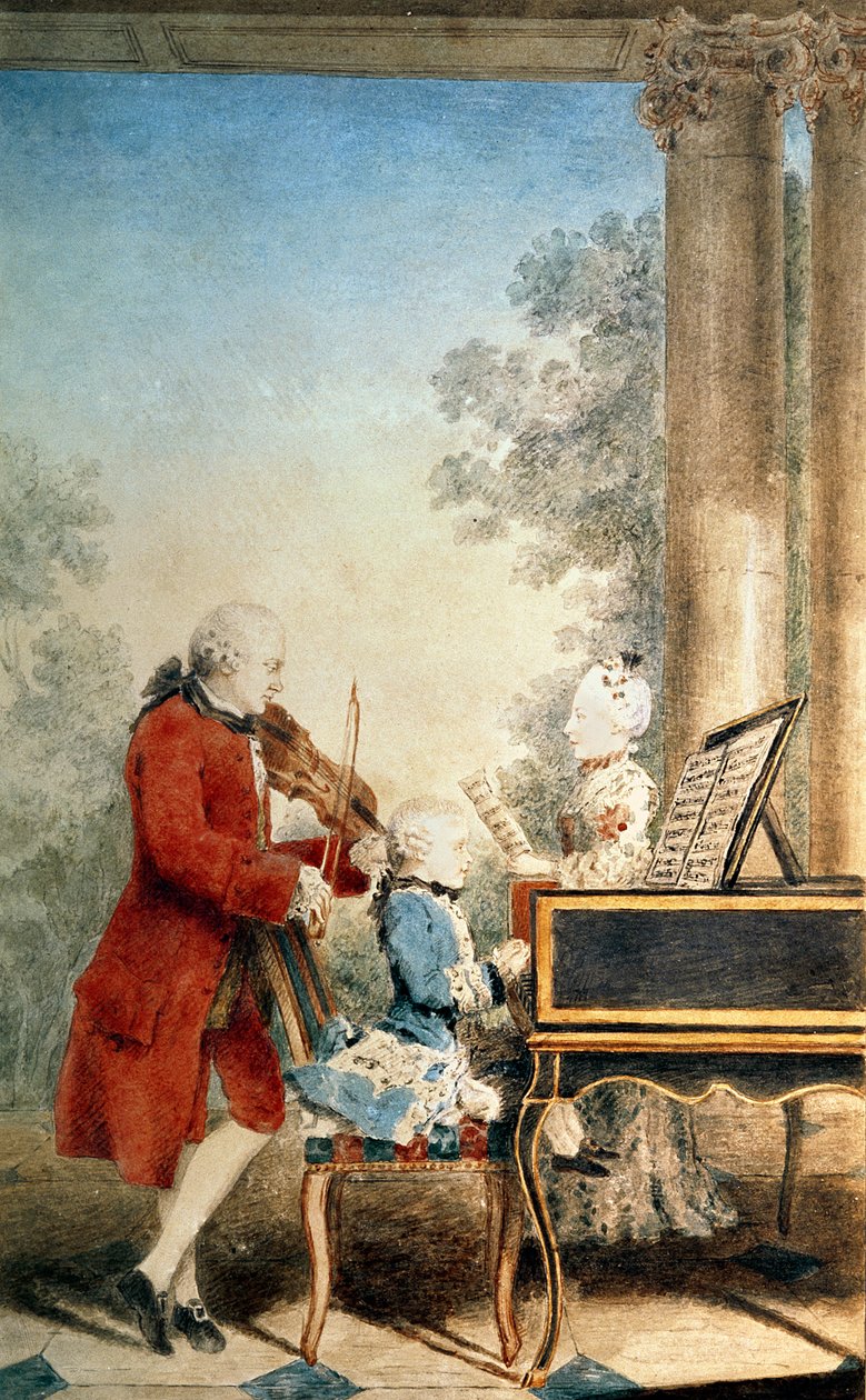 Leopold Mozart (1719-87) és két gyermeke, Wolfgang Amadeus (1756-91) és Maria-Anna, „Nannerl” (1751-1829) alkotó: Louis Carrogis Carmontelle