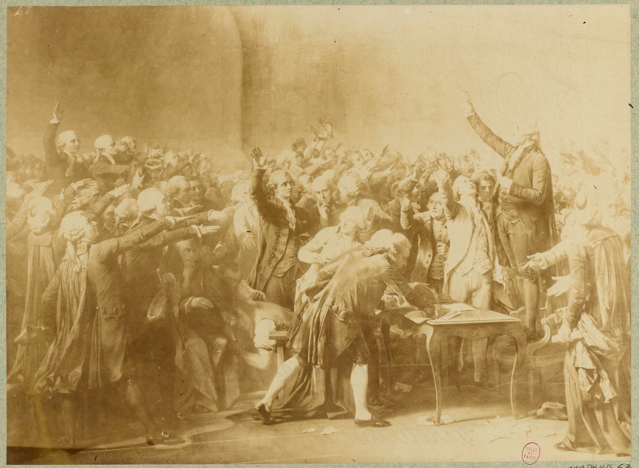 A teniszpálya esküje, 1789. június 20. (szépia fotó) alkotó: Louis Charles Auguste (after) Couder