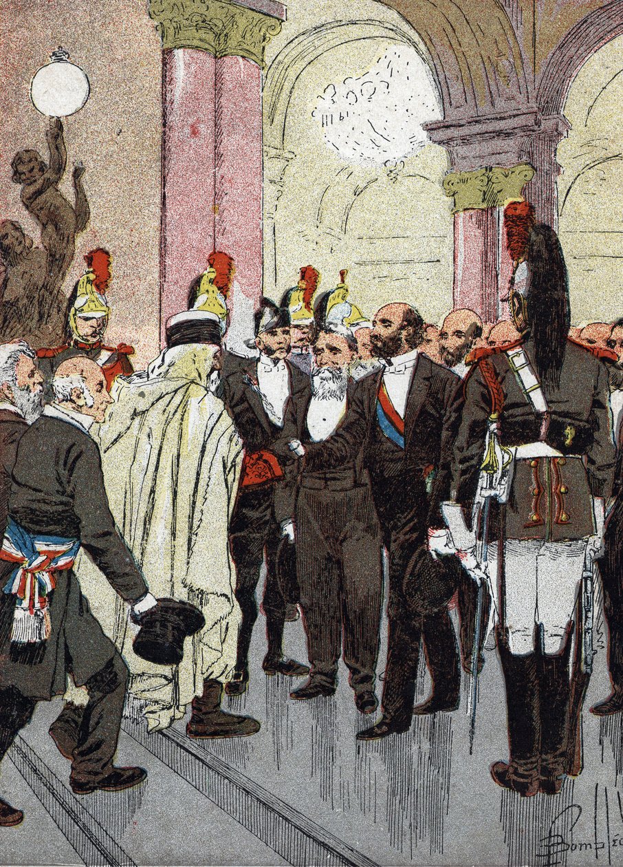 Franciaország polgármestereinek bankettje (Franciaország polgármestereinek bankettje 1889. augusztus 18-án a párizsi városházán, meghívva a nagy kiállítás megünneplésére) Louis Charles Bombled (1862-1927) illusztrációja Mercier „Les grandes journees de” cí alkotó: Louis Charles Bombled