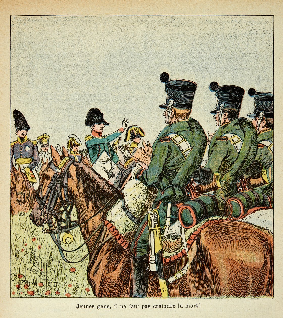 Bombled Louis (1862-1927) illusztrációja Emmanuel de Las Cases (1766-1842) gróf „Szent Heléna emlékműve” című könyvéből: Napóleon összezavarja a csapatokat, Magángyűjtemény alkotó: Louis Charles Bombled