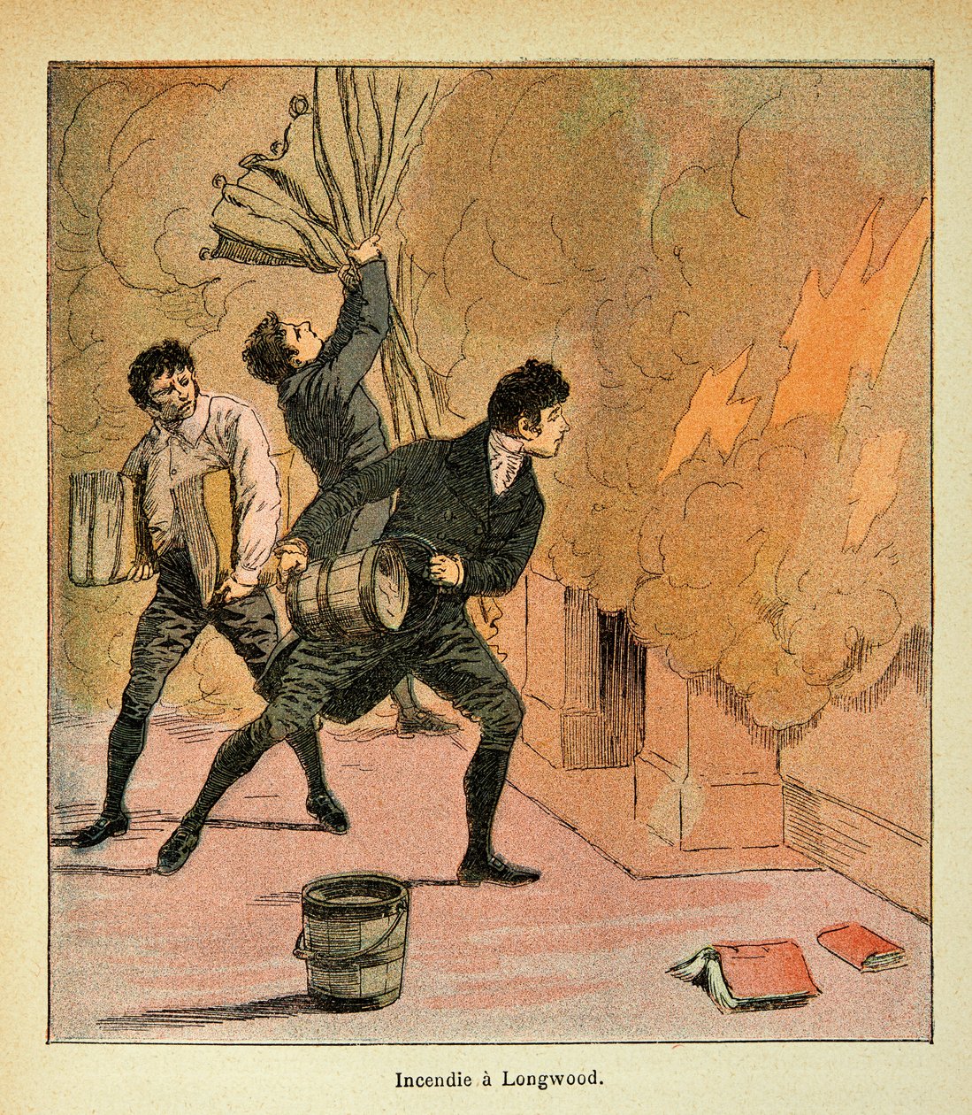 Bombled Louis (1862-1927) illusztrációja Emmanuel de Las Cases (1766-1842) gróf „The memorial se Sainte Helene” című könyvéből: Fire a Longwood, Private Collection alkotó: Louis Charles Bombled