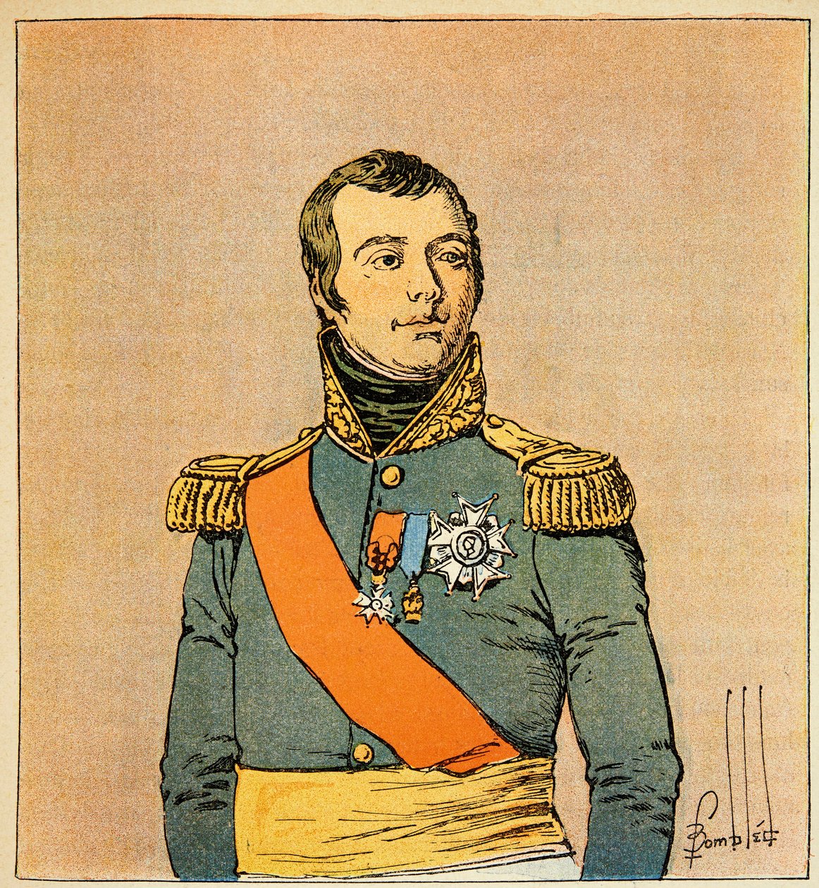 Bombled Louis (1862-1927) illusztrációja Emmanuel de Las Cases gróf (1766-1842) "Szent Heléna emlékezete" című könyvéből: Etienne Macdonald mardekáros (1765-1840), Taranto hercege portréja, magángyűjtemény. alkotó: Louis Charles Bombled