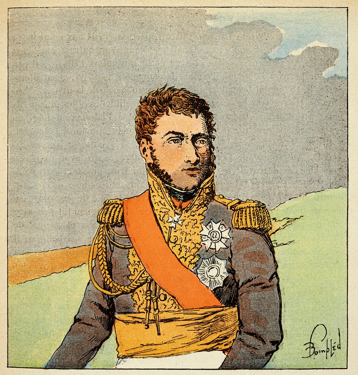 Bombled Louis (1862-1927) illusztrációja Emmanuel de Las Cases gróf (1766-1842) "Szent Heléna emlékezete" című könyvéből: Louis Gabriel Suchet (1770-1826), Albufera hercegének portréja, magángyűjtemény. alkotó: Louis Charles Bombled