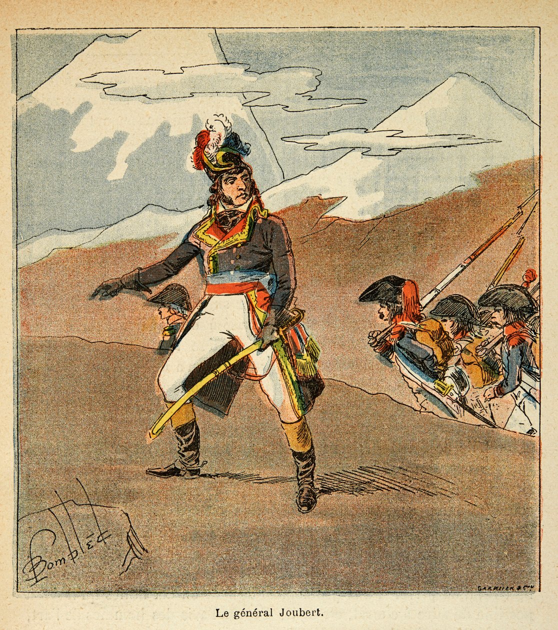 Bombázott Lajos (1862-1927) illusztrációja Emmanuel de Las Cases (1766-1842) gróf „Szent Heléna emlékműve” című könyvéből: Joubert tábornok (1769-1799) portréja, Magángyűjtemény alkotó: Louis Charles Bombled