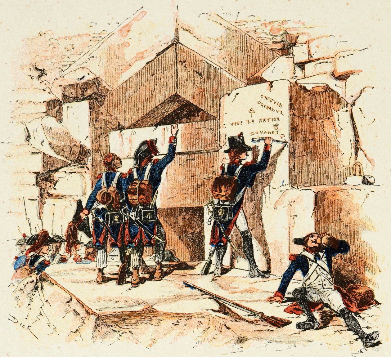 Illusztráció a "Les heros du Siecle" című könyvből, Dick de Lonlay anekdotikus elbeszélései, Louis Bombled (1862-1927) illusztrációjával. alkotó: Louis Charles Bombled
