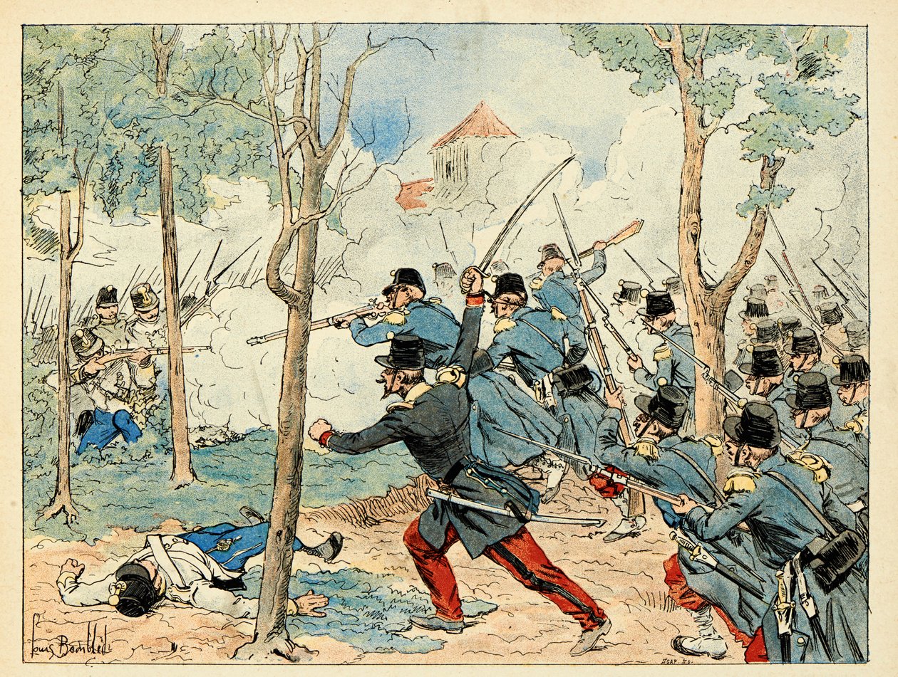 Illusztráció az „Az évszázad hősei” című könyvből, Dick de Lonlay anekdotikus szavai és Louis Bombled (1862-1927) illusztrálása alkotó: Louis Charles Bombled