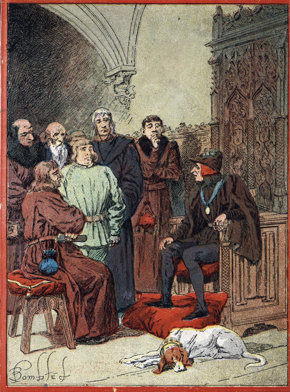XII. Lajos francia király (1462-1515) fogadja a párizsi polgárokat a parloir aux bourgeois-ban, Párizs első városháza 1514.11.26-án (XII. Lajos francia király a „Burgesses szalonban” fogadja), először párizsi városháza képviselői th alkotó: Louis Charles Bombled