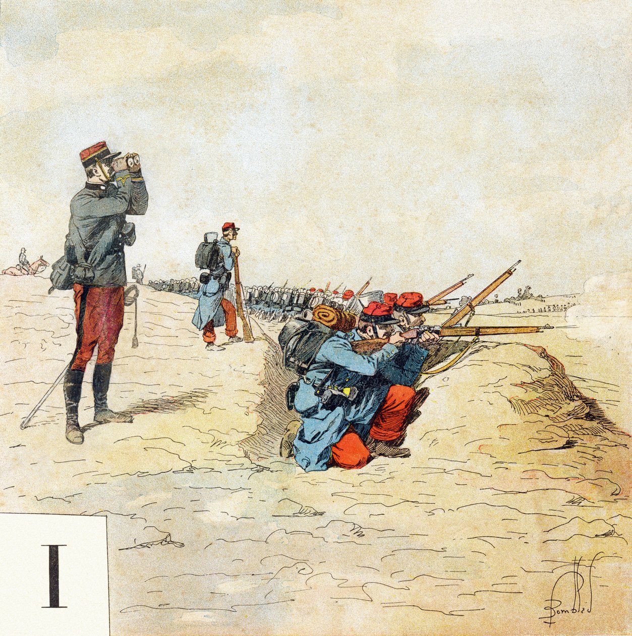 I. betű: Gyalogság, "Je serai soldat" (Katona leszek) - Katonai ábécé alkotó: Louis Charles Bombled
