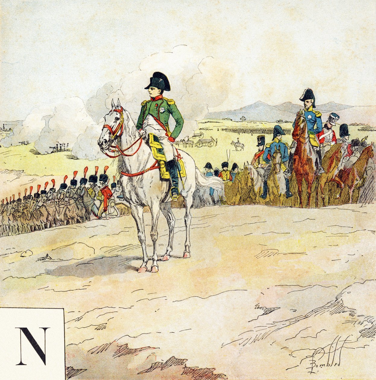N betű: Napóleon, "Katona leszek" (Katona leszek) - Katonai ábécé alkotó: Louis Charles Bombled
