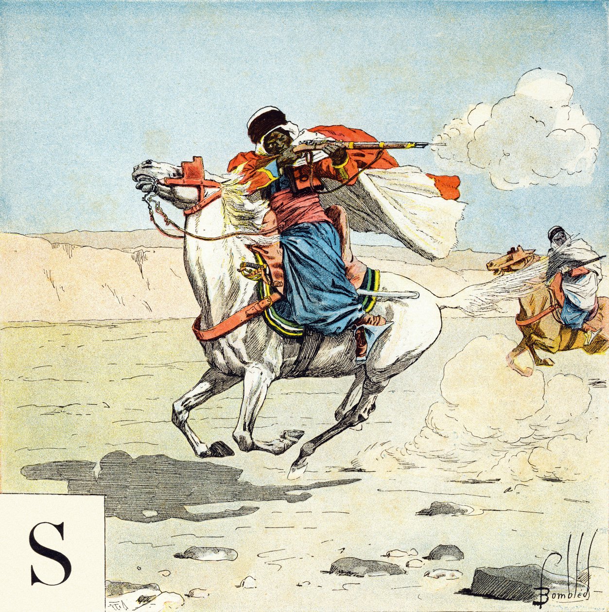 S betű: Spahis, "Katona leszek" - Katonai ábécé alkotó: Louis Charles Bombled