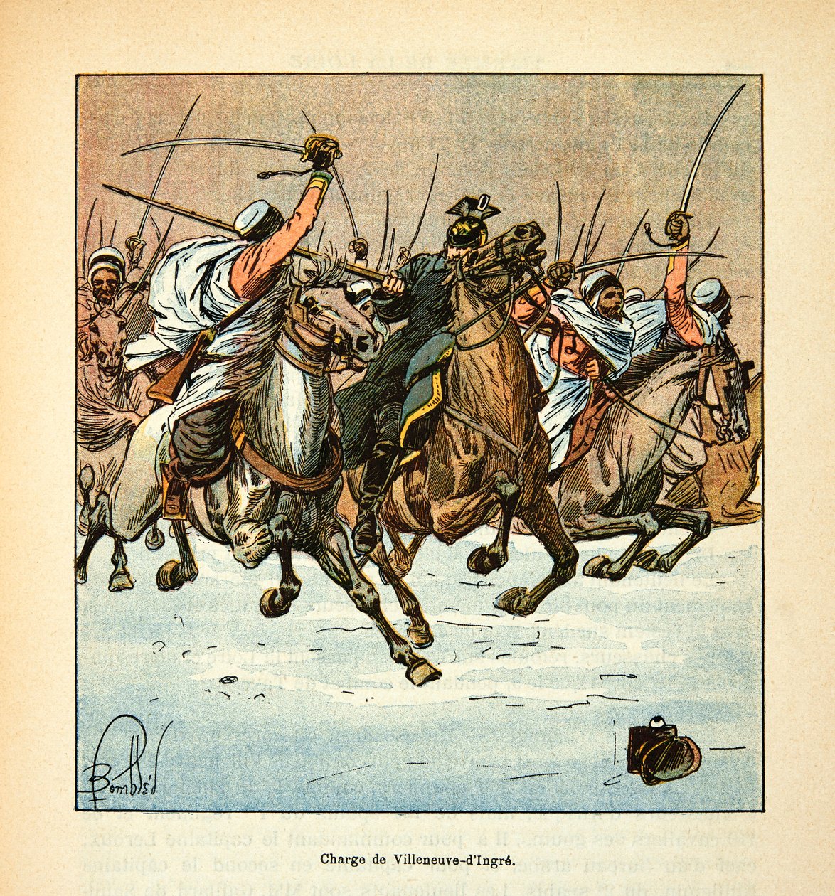 Eugene Sergeant, Grenest néven ismert Loire armee, Louis Bombled (1862-1927) illusztrálásával (francia-német háború; hadjárat 1870-1871): A 3. afrikai vadászok rohama a Villeneuve d
