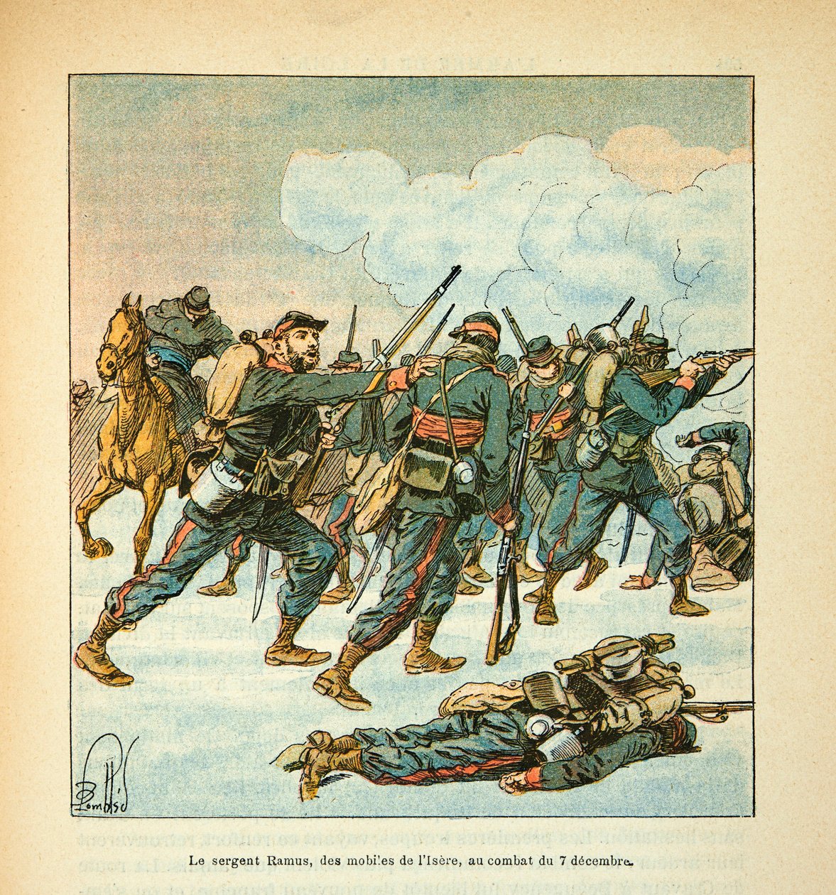 Eugene Sergeant, Grenest néven ismert, Louis Bombled (1862-1927) által illusztrált A Loire menti hadsereg (francia-német háború; 1870-1871-es hadjárat): Ramus őrmester az Isere-i mobilból a december 7-i csatában. alkotó: Louis Charles Bombled