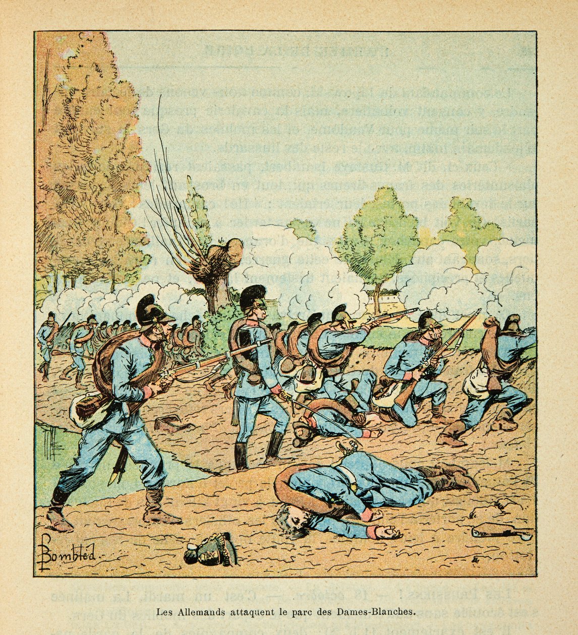 Eugene Sergent, Grenest néven ismert Loire-i hadsereg, Louis Bombled (1862-1927) illusztrálásával (francia-német háború; hadjárat 1870-1871): Csata Chateaudunnál októberben alkotó: Louis Charles Bombled