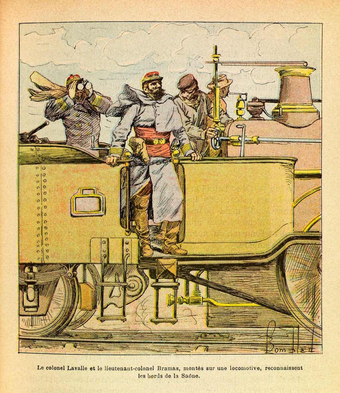 Eugene Sergeant keleti hadereje, Grenest mellett, Louis Bombled (1862-1927) illusztrálásával (francia-német háború; hadjárat 1870-1871): 1870 decemberében Lavalle ezredes és Bramas alezredes felismerte a mozdony partját. Saone alkotó: Louis Charles Bombled