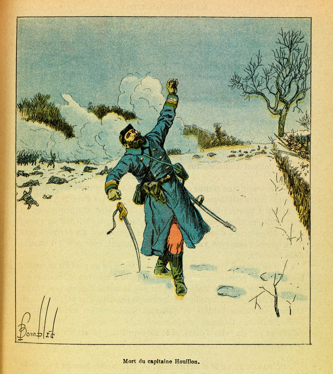 Eugene Sergeant keleti hadereje, Grenest, Louis Bombled (1862-1927) illusztrálta (francia-német háború; 1870-1871 kampány): 1871. január, Hericourt, Houillon kapitány halála, magángyűjtemény alkotó: Louis Charles Bombled