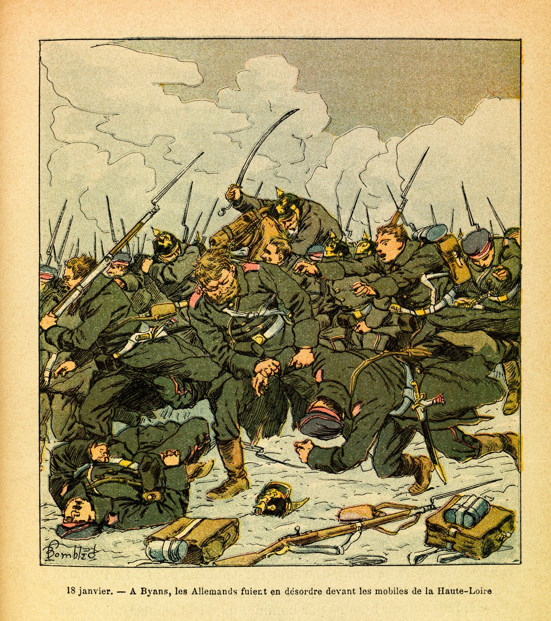 Eugene Sergeant keleti hadserege, Grenest néven, Louis Bombled (1862-1927) illusztrációjával (francia-német háború; 1870-1871-es hadjárat): Január 18-án alkotó: Louis Charles Bombled