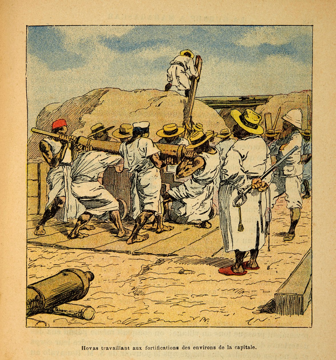 A madagaszkári háború – Az 1885-1895-ös francia expedíciók anekdotikus története, Henri Galli dit Galllichet (1854-1922), illusztrálta Louis Bombled (1862-1927): Hovas a főváros erődítményeinél 1895-ben, Magángyűjtemény alkotó: Louis Charles Bombled