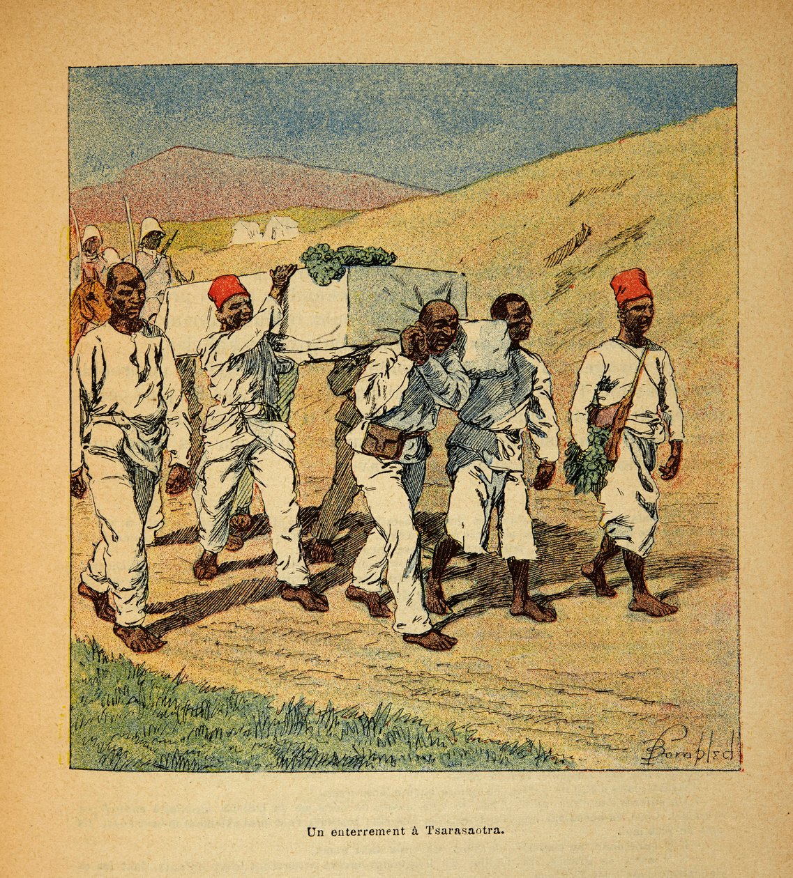 A madagaszkári háború – Az 1885–1895-ös francia expedíciók anekdotikus története, Henri Galli dit Galllichet (1854–1922), illusztrálta: Louis Bombled (1862–1927): Magángyűjtemény alkotó: Louis Charles Bombled