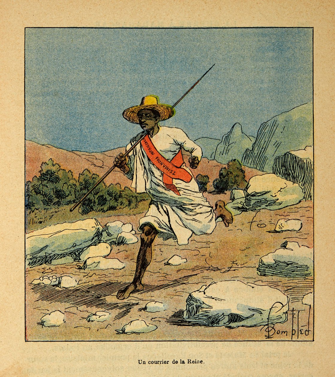 A madagaszkári háború – Az 1885-1895-ös francia expedíciók anekdotikus története, Henri Galli dit Galllichet (1854-1922), illusztrálta: Louis Bombled (1862-1927): Futár Ranavalona királynőtől 1895-ben, magángyűjtemény alkotó: Louis Charles Bombled