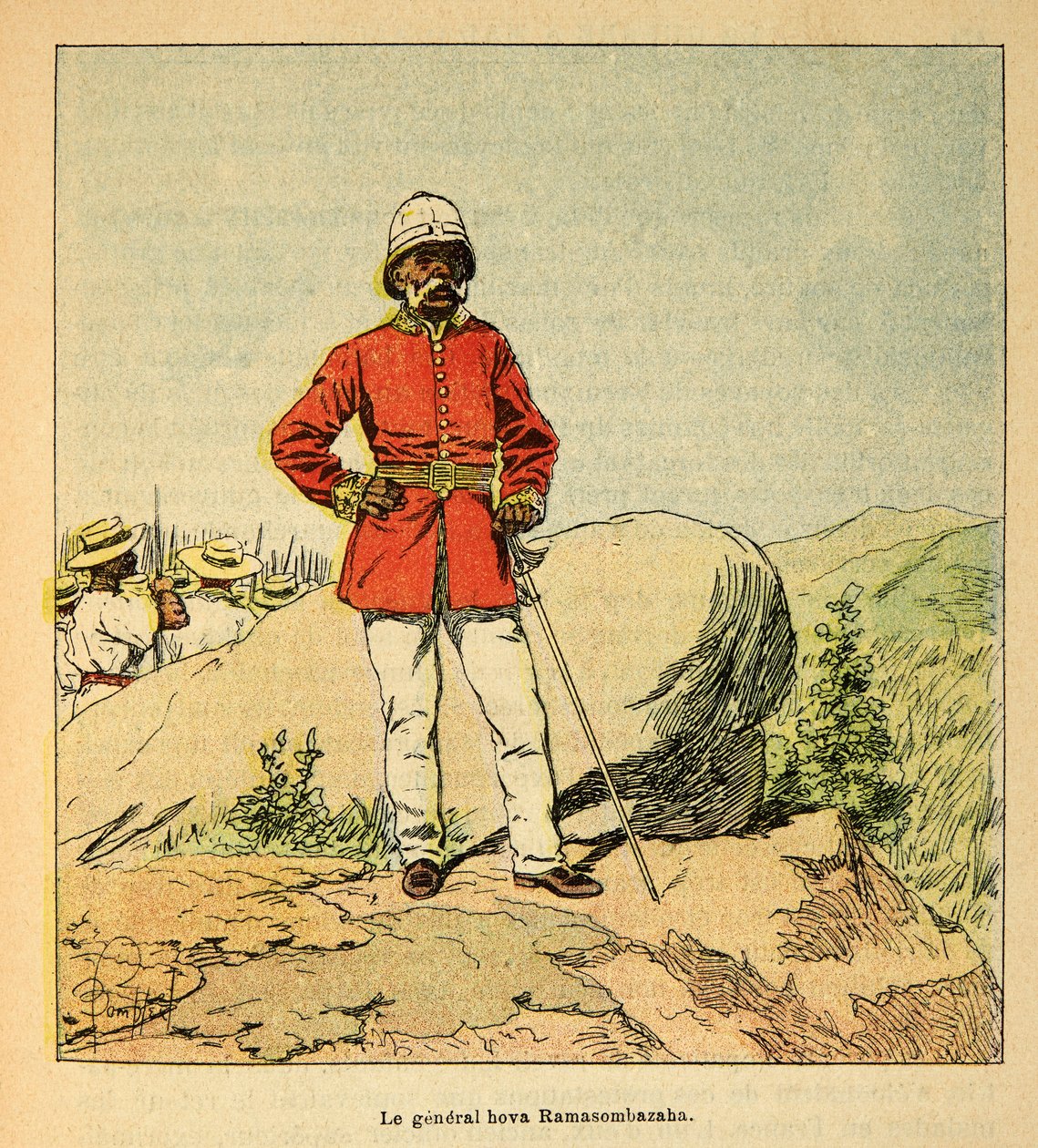 A madagaszkári háború - Az 1885-1895-ös francia expedíciók anekdotikus története Henri Galli dit Galllichet (1854-1922), illusztrálta Louis Bombled (1862-1927): Hova Ramasombazaha tábornok portréja, magángyűjtemény. alkotó: Louis Charles Bombled