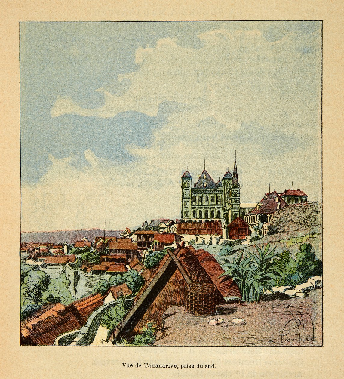 A madagaszkári háború – Az 1885-1895-ös francia expedíciók anekdotikus története, Henri Galli dit Galllichet (1854-1922), illusztrálta: Louis Bombled (1862-1927): Tananarive képe délről a 19. században, Magángyűjtemény alkotó: Louis Charles Bombled