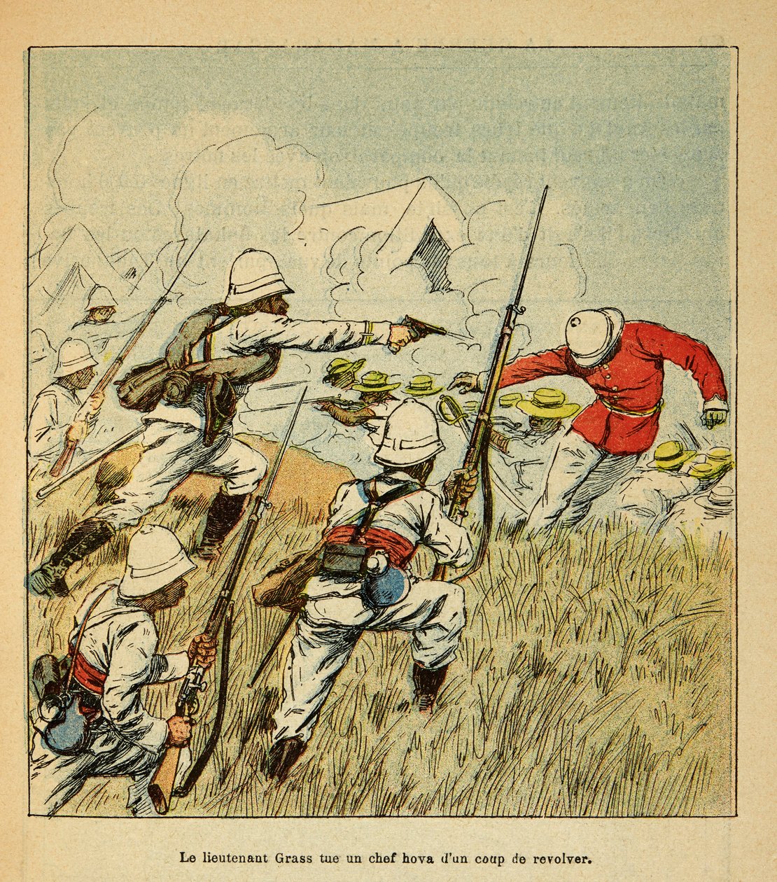 A madagaszkári háború – Az 1885–1895-ös francia expedíciók anekdotikus története, Henri Galli dit Galllichet (1854–1922), illusztrálta: Louis Bombled (1862–1927): Magángyűjtemény alkotó: Louis Charles Bombled
