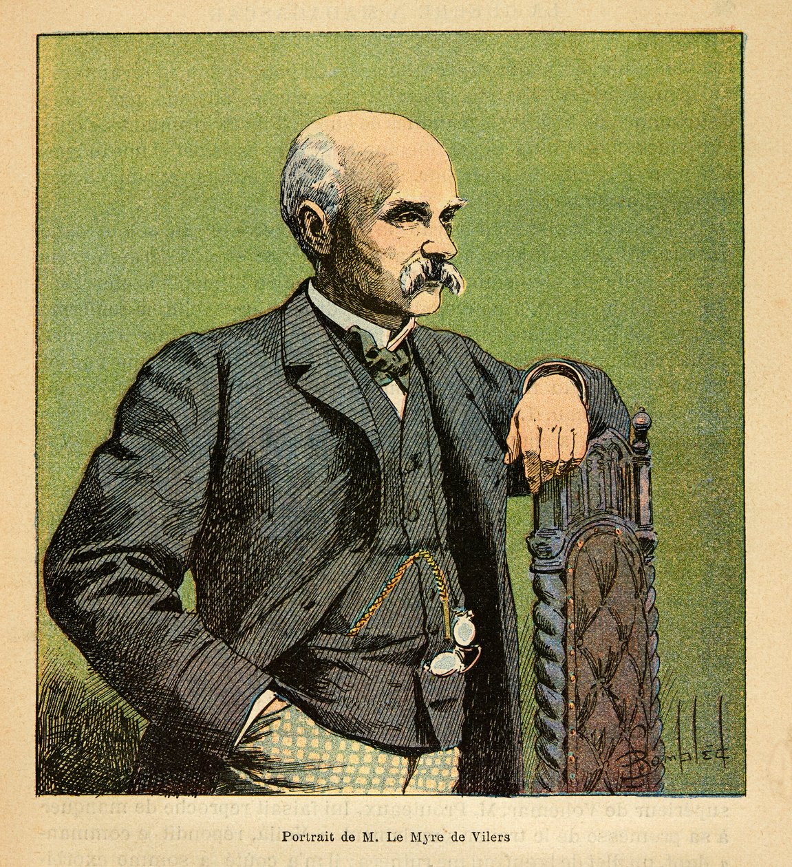 A madagaszkári háború – Az 1885-1895-ös francia expedíciók anekdotikus története, Henri Galli dit Galllichet (1854-1922), illusztrálta: Louis Bombled (1862-1927): M. Le Myre de Vilers (1833-1918) lakó portréja tábornok a Madagaszkár 1886-ban, közlegény alkotó: Louis Charles Bombled