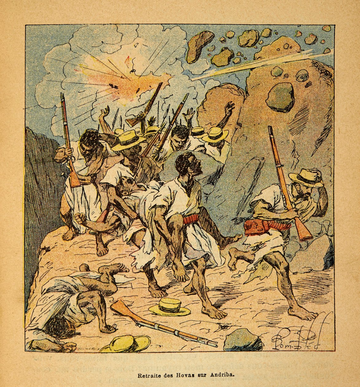A madagaszkári háború – Az 1885–1895-ös francia expedíciók anekdotikus története, Henri Galli dit Galllichet (1854–1922), illusztrálta: Louis Bombled (1862–1927): Magángyűjtemény alkotó: Louis Charles Bombled