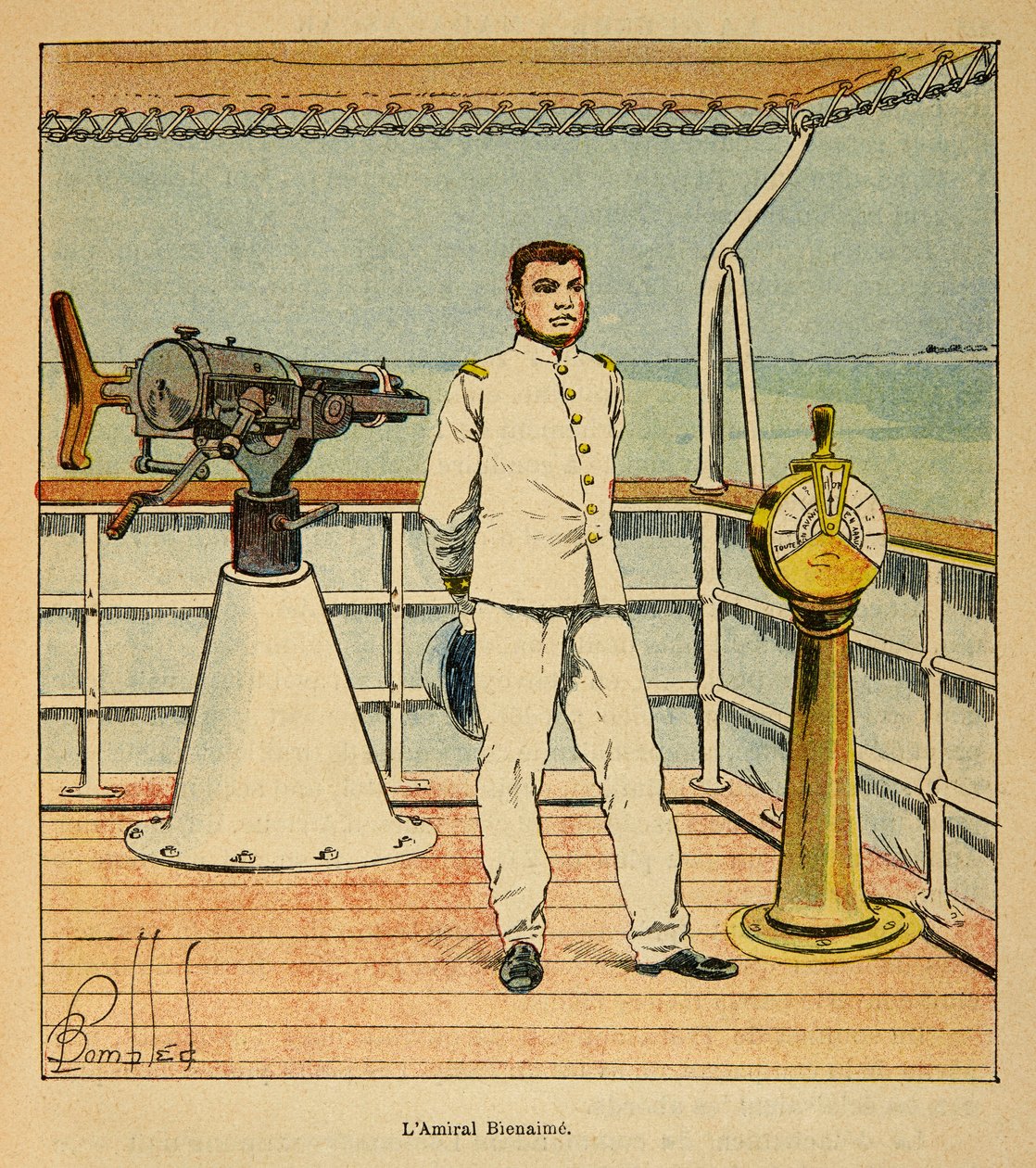 A madagaszkári háború – Az 1885-1895-ös francia expedíciók anekdotikus története, Henri Galli dit Galllichet (1854-1922), illusztrálta: Louis Bombled (1862-1927): Bienaime admirális portréja (1843-1930), Magángyűjtemény alkotó: Louis Charles Bombled