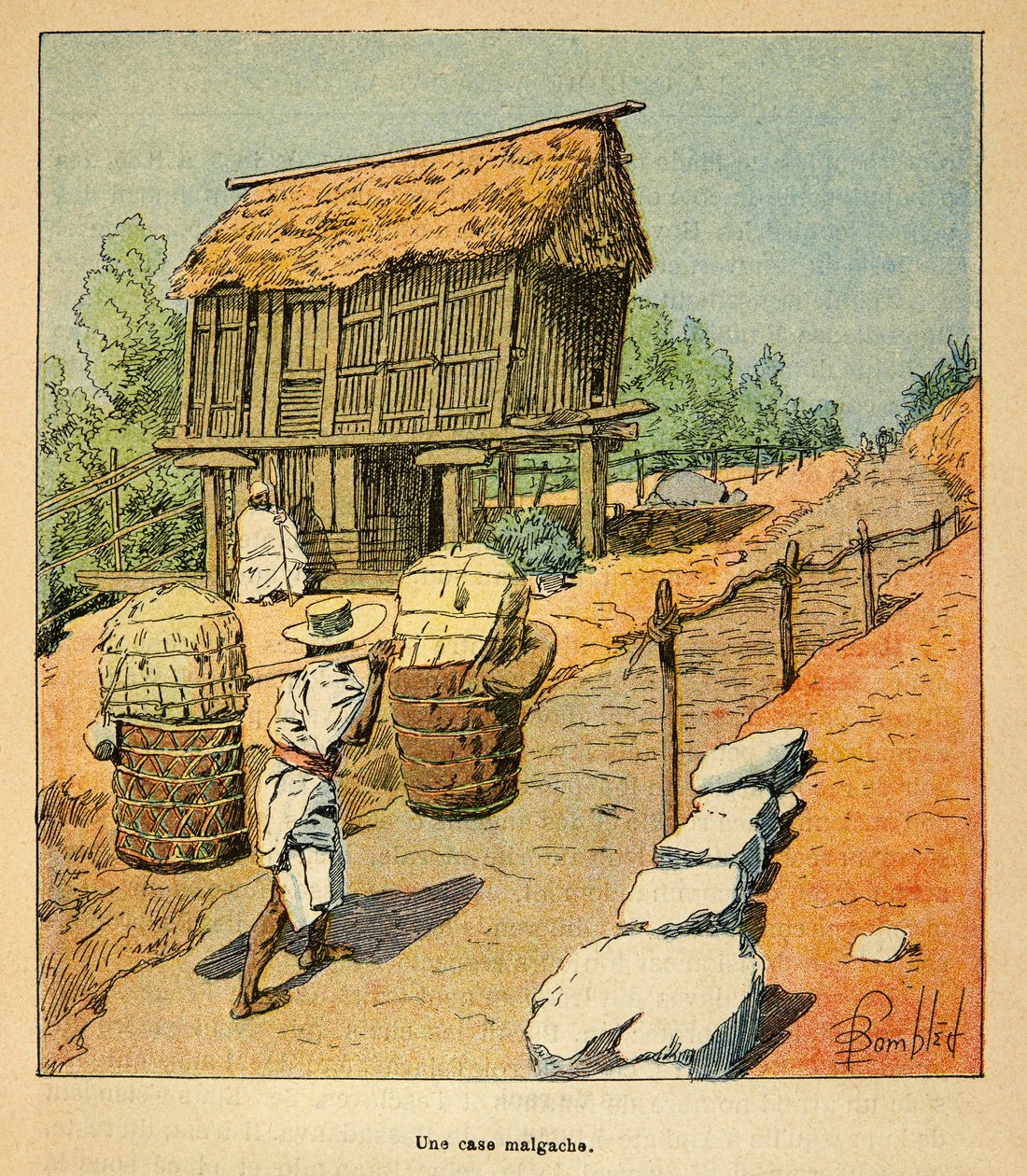A madagaszkári háború – Az 1885-1895-ös francia expedíciók anekdotikus története, Henri Galli dit Galllichet (1854-1922), illusztrálta: Louis Bombled (1862-1927): Madagaszkár eset a 19. században, Magángyűjtemény alkotó: Louis Charles Bombled