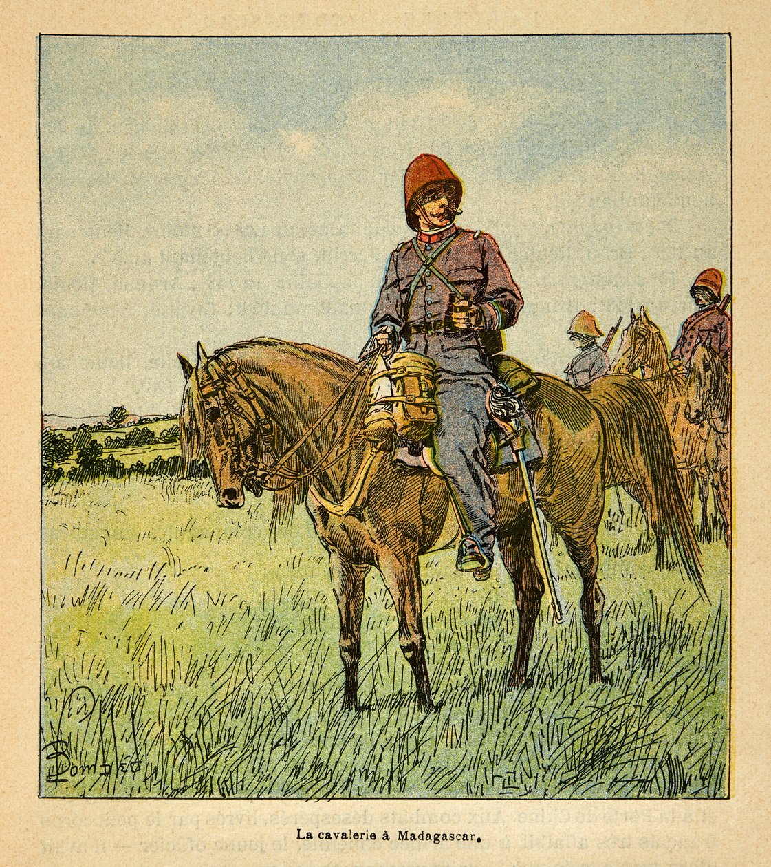 A madagaszkári háború – Az 1885-1895-ös francia expedíciók anekdotikus története, Henri Galli dit Galllichet (1854-1922), illusztrálta Louis Bombled (1862-1927): La cavalerie francaise à Madagascar, Gyűjtemény részleges alkotó: Louis Charles Bombled