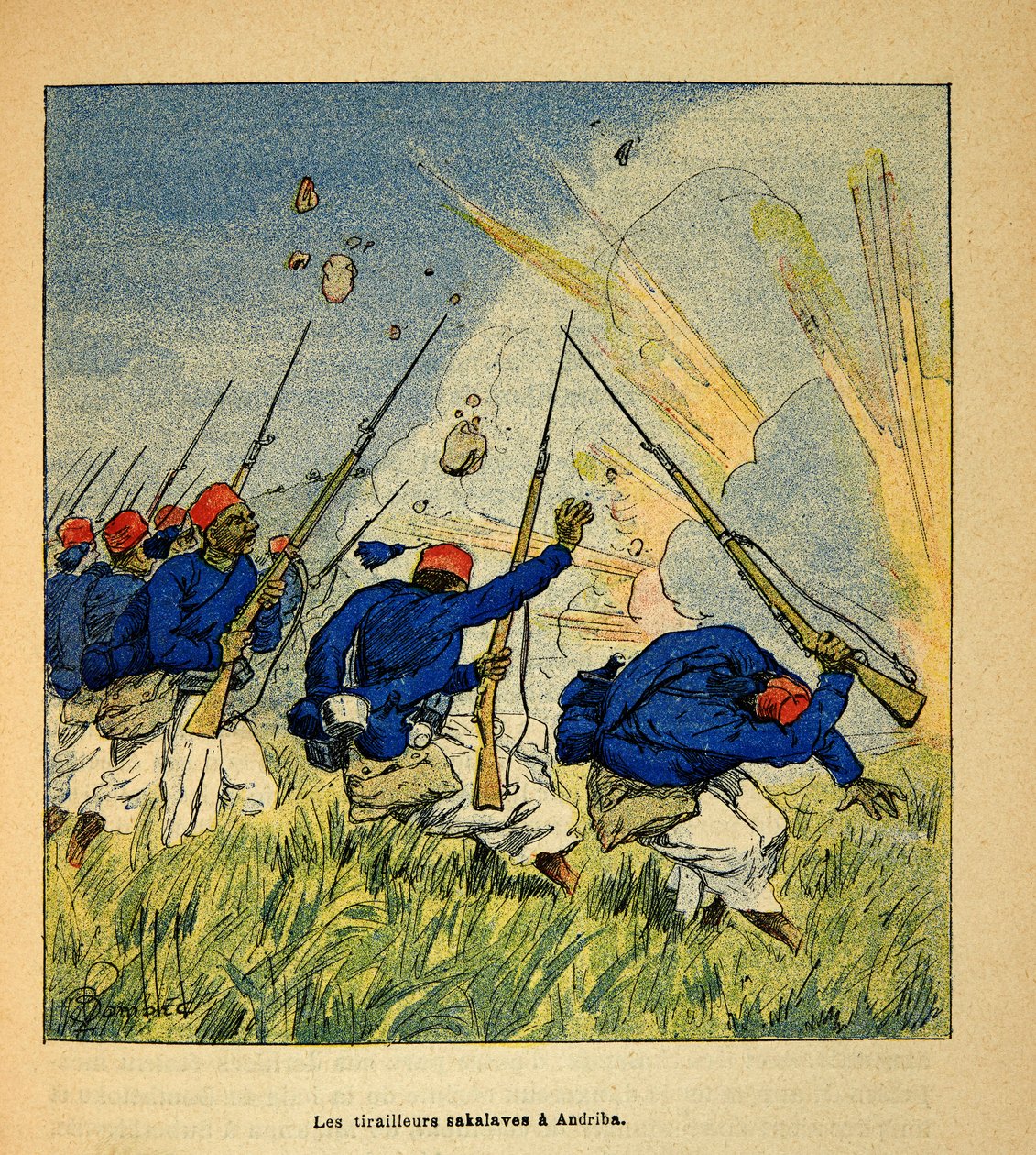 A madagaszkári háború – Az 1885–1895-ös francia expedíciók anekdotikus története, Henri Galli dit Galllichet (1854–1922), illusztrálta: Louis Bombled (1862–1927): Magángyűjtemény alkotó: Louis Charles Bombled