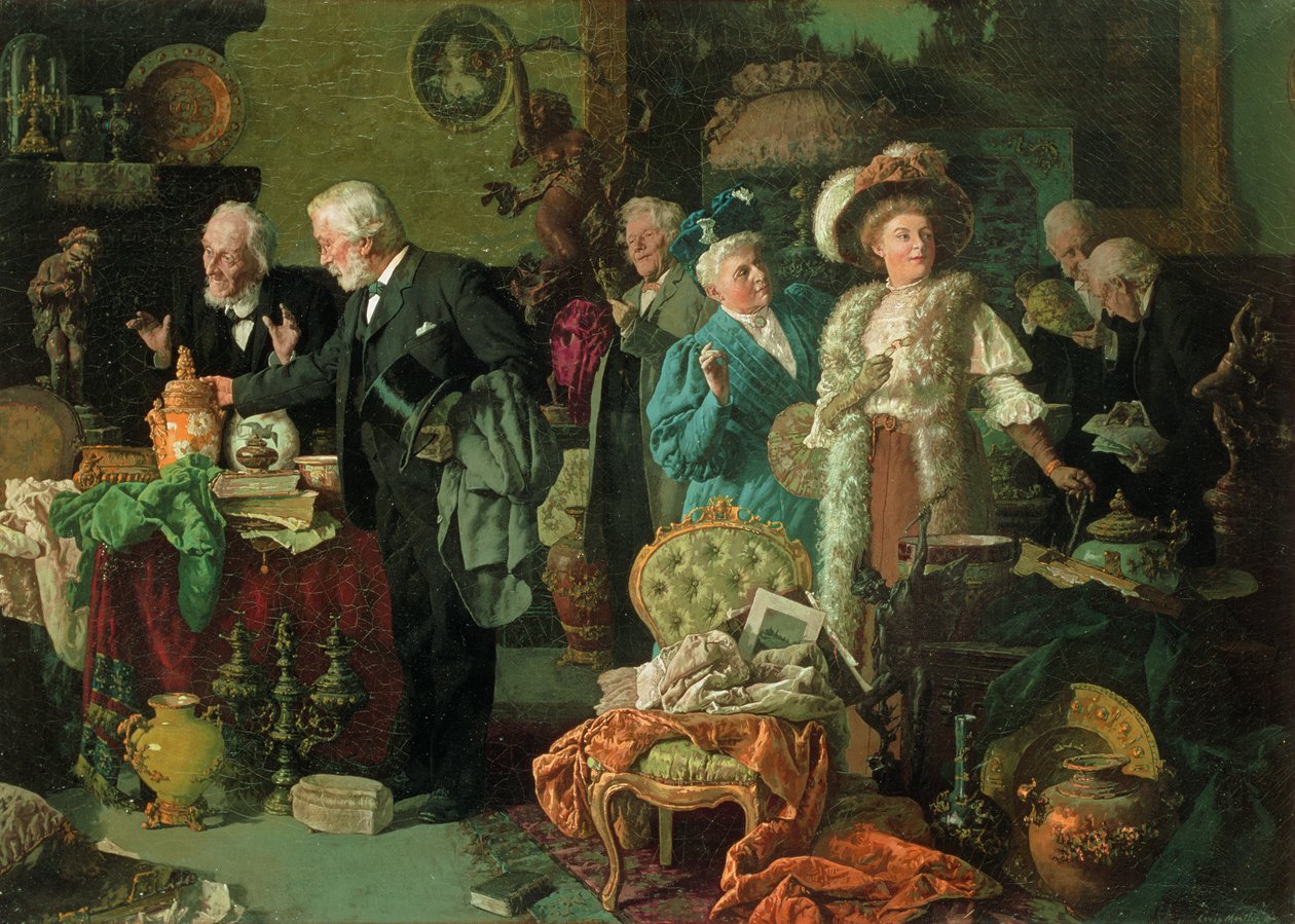 Ínyencek egy antikváriumban (olaj, vászon) alkotó: Louis Charles Moeller