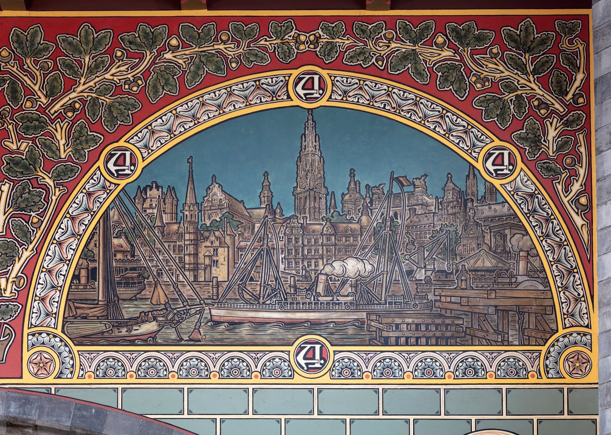 Vasútállomás épülete (Sint-Pietersstation). Belső. 1912. Az előszoba. alkotó: Louis Cloquet