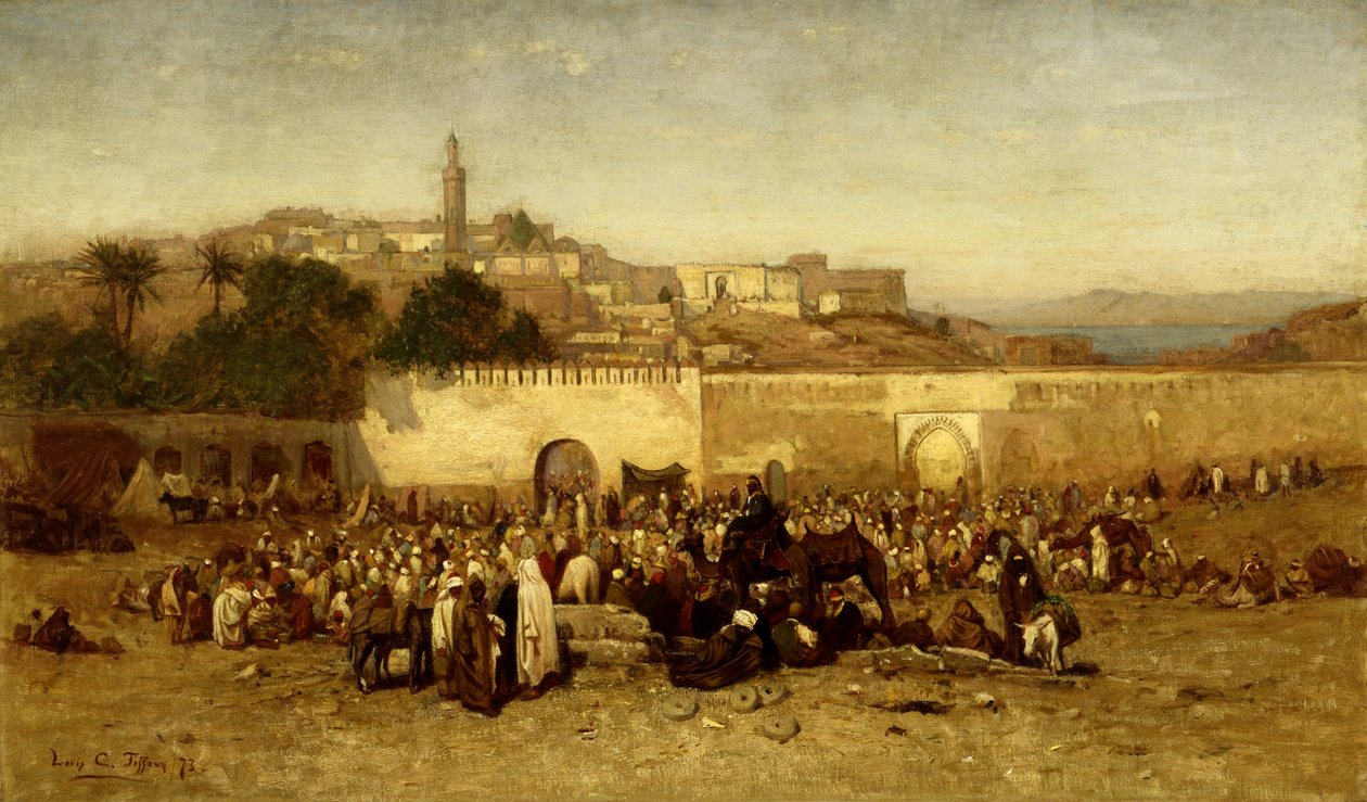 Piaci nap Tangiers falain kívül, Marokkó alkotó: Louis Comfort Tiffany