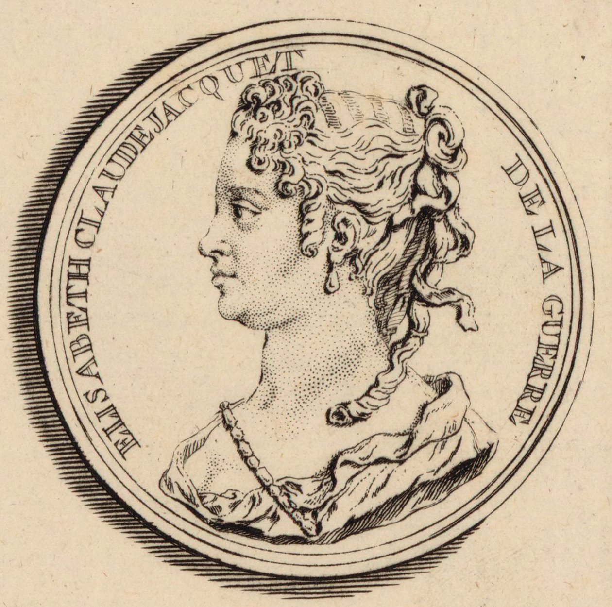 Elisabeth Claude Jacquet de La Guerre zeneszerző portréja 1665-1729. alkotó: Louis Crepy