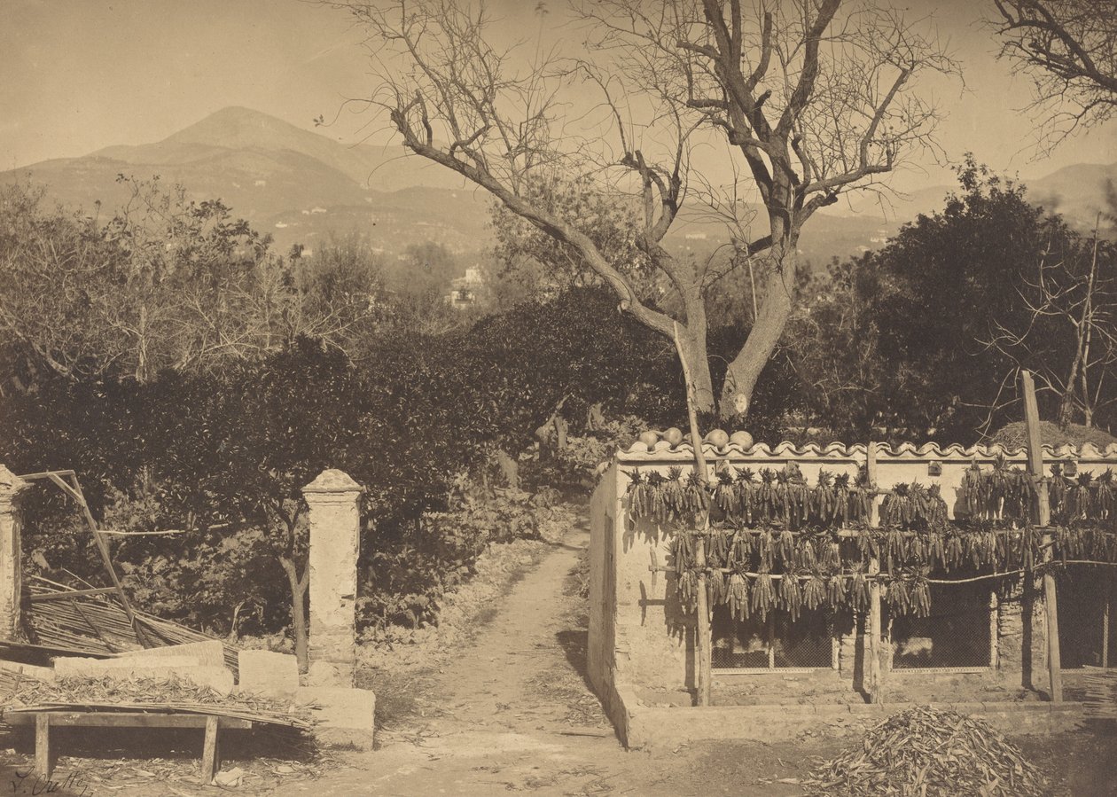 Mezőgazdasági jelenet hegyekkel, 1850-es évek. alkotó: Louis Crette
