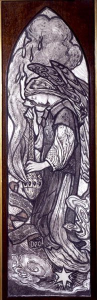 Angyal (szén barna krétával) alkotó: Louis Davis