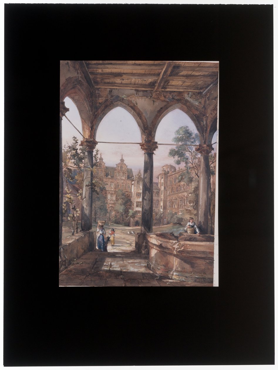 The courtyard of the Heidelberg Castle alkotó: Louis Desire Thienon