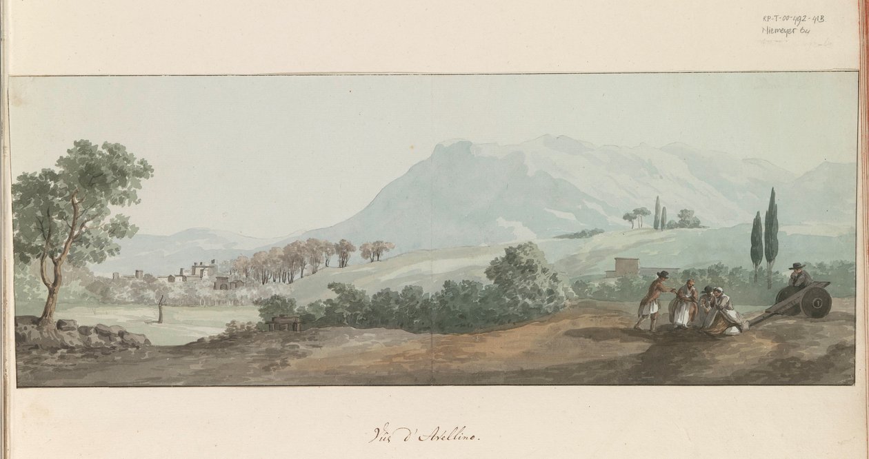 Gezicht op Avellino Avellino képe (cím a tárgyon) Utazások Olaszországban, Szicíliában és Máltán - 1778 (sorozat címe) alkotó: Louis Ducros