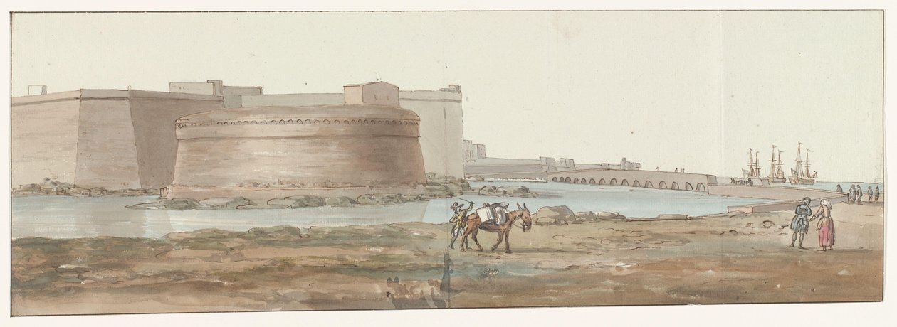 Gezicht op Gallipoli Gallipoli bejárati nézet (cím a tárgyon) Utazások Olaszországban, Szicíliában és Máltán - 1778 (sorozat címe) alkotó: Louis Ducros